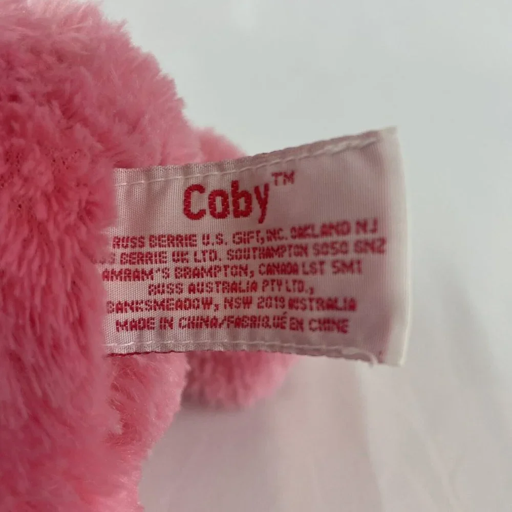 Russ‎ Berrie Coby Monkey 9” Plush Pink Hearts Valentine Ape Gorilla Stuffed Toy